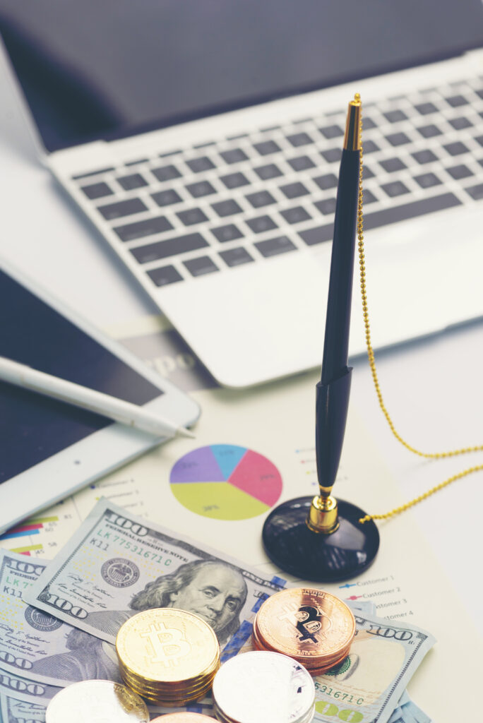 business desktop workplace in office